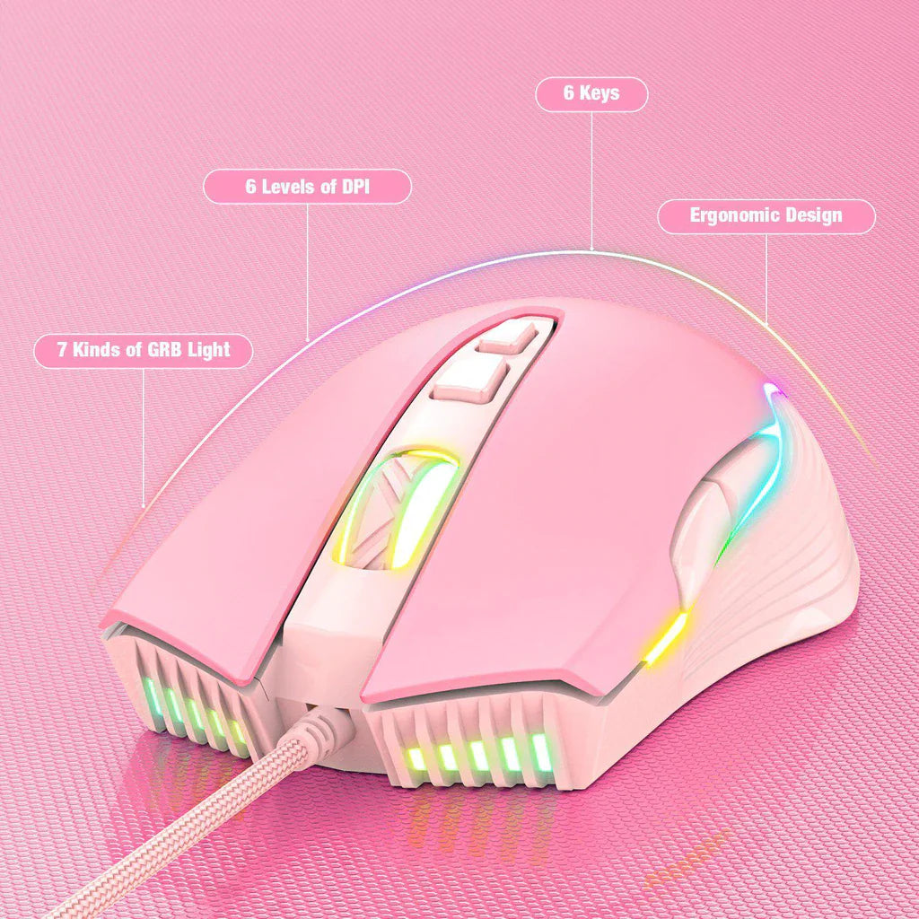 Onikuma Gaming Keyboard And Mouse Set - Pink