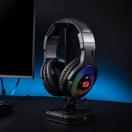 REDRAGON Over-Ear PANDORA USB (Power Only)|Aux (Mic and Headset) RGB Gaming Headset – Black