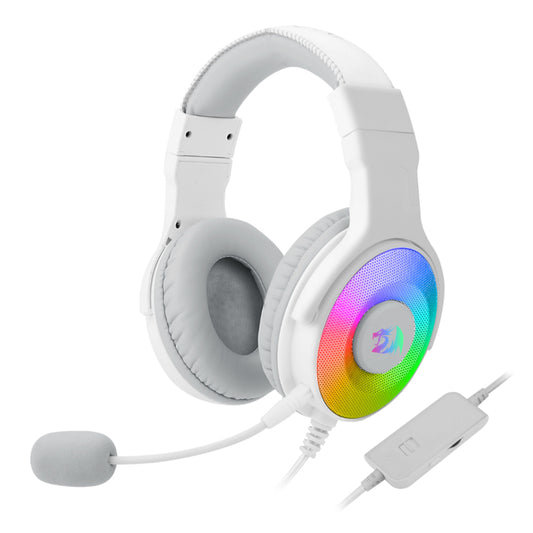 REDRAGON Over-Ear PANDORA USB (Power Only)|Aux (Mic and Headset) RGB Gaming Headset – White